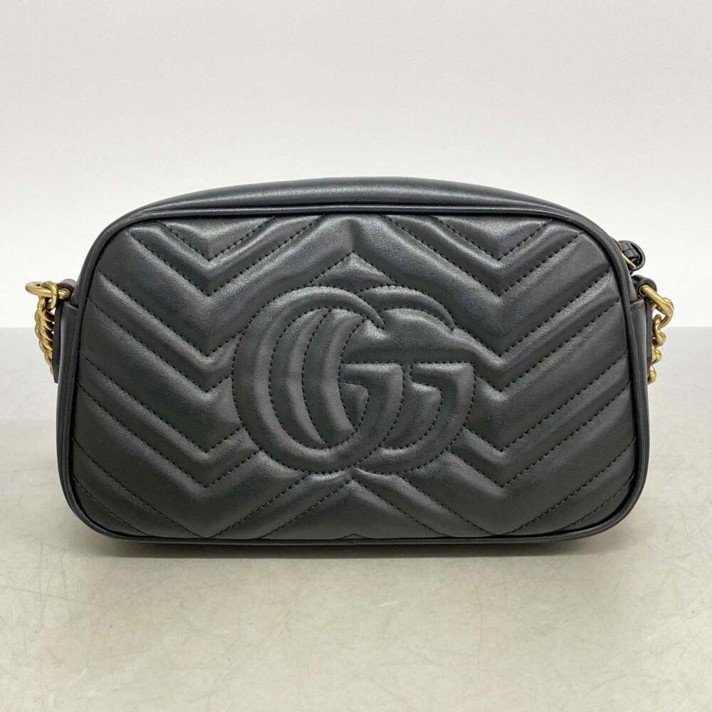 GUCCI Black Leather GG Marmont Shoulder Bag - Picture 10 of 10